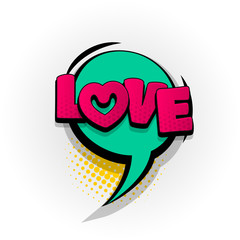 love heart valentines day drawn pictures effects. Template comics speech bubble halftone dot background. Pop art style. Comic dialog cloud, text pop-art. Creative idea conversation sketch explosion.
