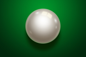 Black realistic billiard eight ball on green table.