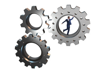 Teamwork concept with cogwheels and business people