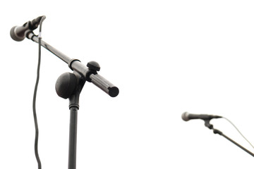 Chrome microphone isolated on a white background