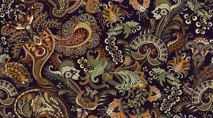 Kleurrijk Paisley-patroon voor textiel, omslag, inpakpapier, web. Etnisch vectorbehang met decoratieve elementen. Indiase decoratieve achtergrond