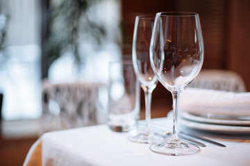 glasses on wedding table