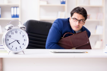 Businessman in rush trying to meet deadline