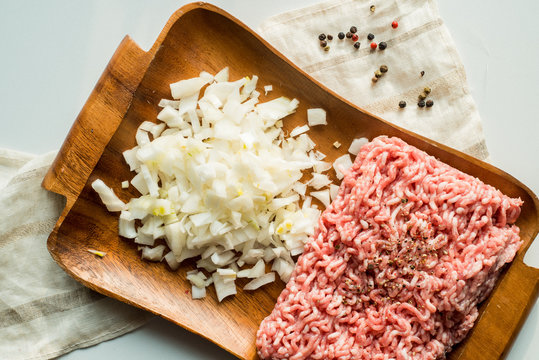 fresh minced meat with onions