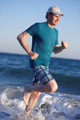 Jogging on a beach