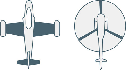 plane and helicopter silhouette