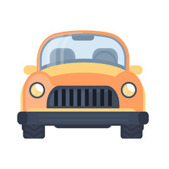 Retro car. Urban car. Front view vector illustration.