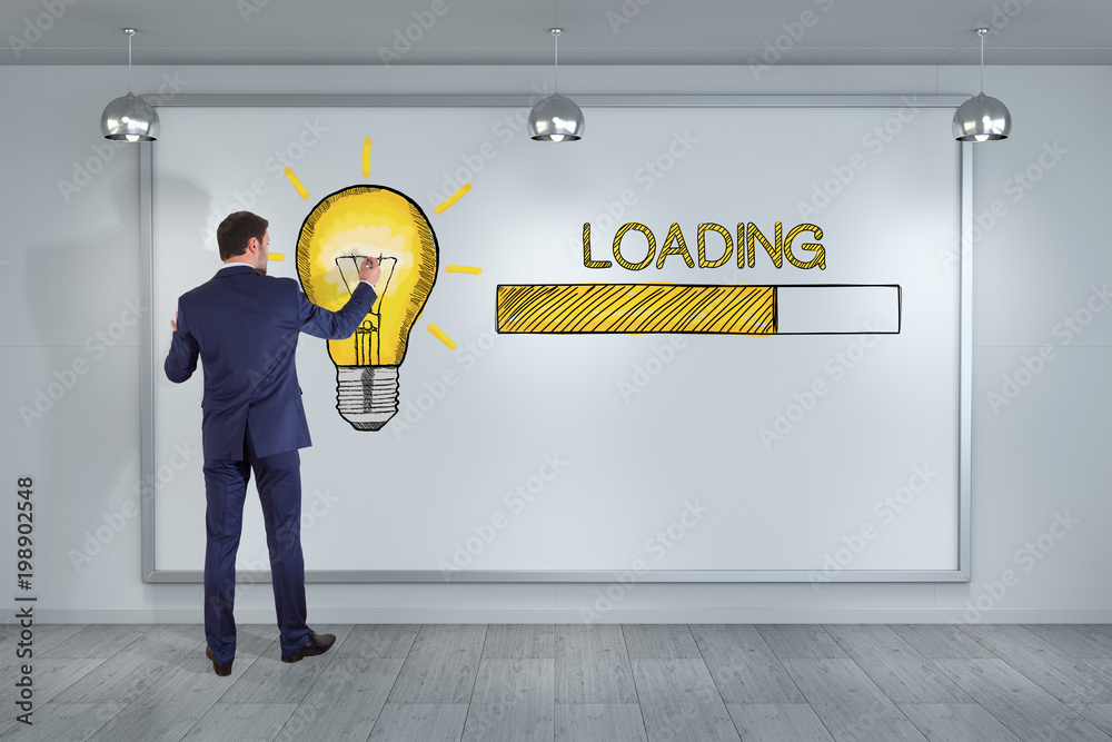 Wall mural businessman drawing loading sketch on a board 3d rendering