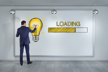 Businessman drawing loading sketch on a board 3D rendering