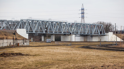 Fototapeta na wymiar metal structure of railway bridge