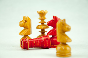 chess pieces on white background,