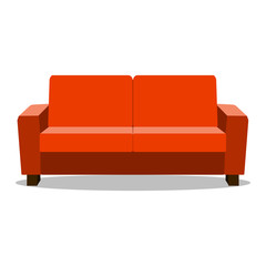 Red leather luxury sofa for modern living room reception or lounge single object realistic design vector illustration EPS