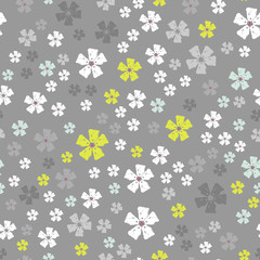 Simple pastel color floral pattern vector seamless