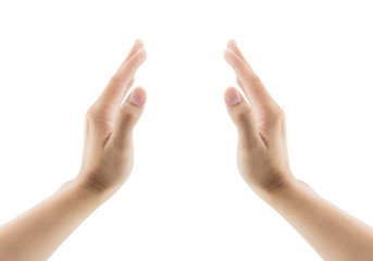 male hand with gesture on the isolated white background