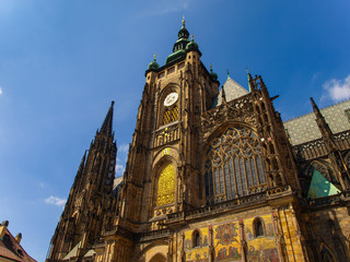 Side view of The Saint Vitus Cathedral in Prague, Czech Republic