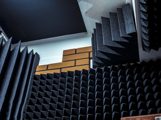 acoustic foam on the wall in the music studio