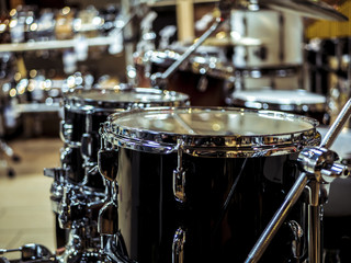 Plakat close up drum set in the studio