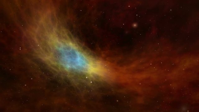 Flying through a star fields and colorful nebula. Several mega stars fly past. Dynamic background, animation, abstract illustration, seamless loop