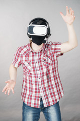 Gamer man wearing VR