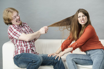 Brother and sister having fight