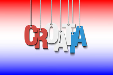 Obraz na płótnie Canvas The word Croatia hang on the ropes