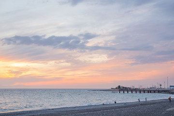 Obraz premium Sunset in the evening on the beach