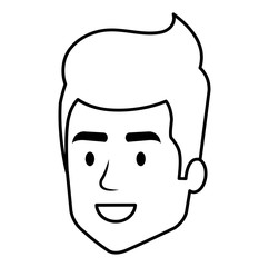 young man head avatar character vector illustration design