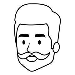 Fototapeta premium young man head with mustache avatar character vector illustration design