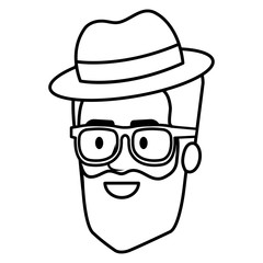 young man head with beard and hat avatar character vector illustration design
