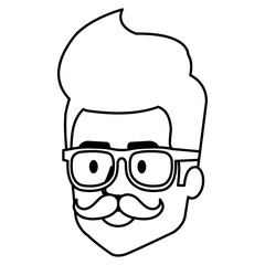 Obraz na płótnie Canvas young man hipster style head avatar character vector illustration design