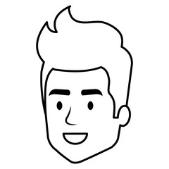 young man head avatar character vector illustration design