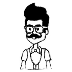 young man hipster style avatar character vector illustration design