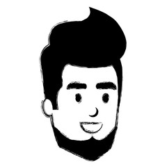 young man head with beard avatar character vector illustration design