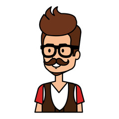 young man hipster style avatar character vector illustration design
