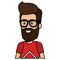 young man hipster style avatar character vector illustration design