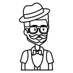 young man with beard and hat avatar character vector illustration design