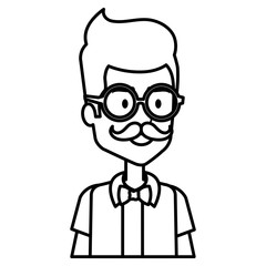 young man hipster style avatar character vector illustration design