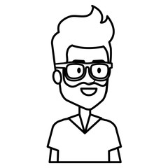 young man hipster style avatar character vector illustration design