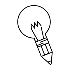 bulb light idea with pencil vector illustration design