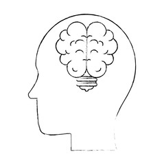 human profile with bulb and brain vector illustration design