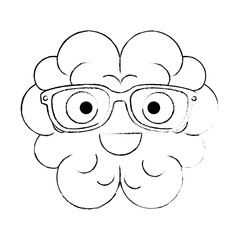 brain with glasses kawaii character vector illustration design