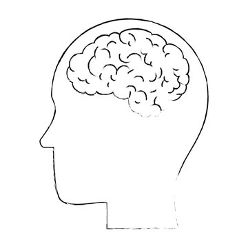 profile with brain human organ icon vector illustration design