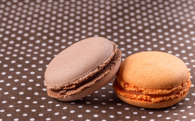 French delicious dessert macaroons on table