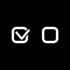 Checklist sign icon. White icon on black background. Inversion