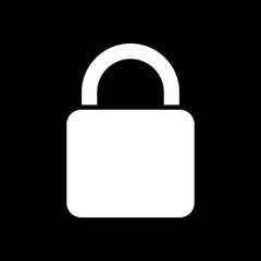 lock icon. White icon on black background. Inversion
