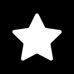 Star icon. White icon on black background. Inversion