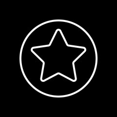 Obraz premium star in circle icon. White icon on black background. Inversion