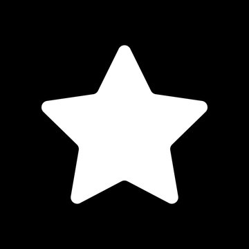 Star icon. White icon on black background. Inversion