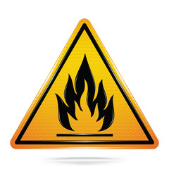 Vector and illustration graphic style,Flammable material hazard symbol,Yellow triangle Warning Dangerous icon on white background,Attracting attention Security First sign,Idea for presentation,EPS10