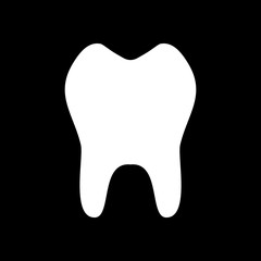 tooth. simple icon. White icon on black background. Inversion